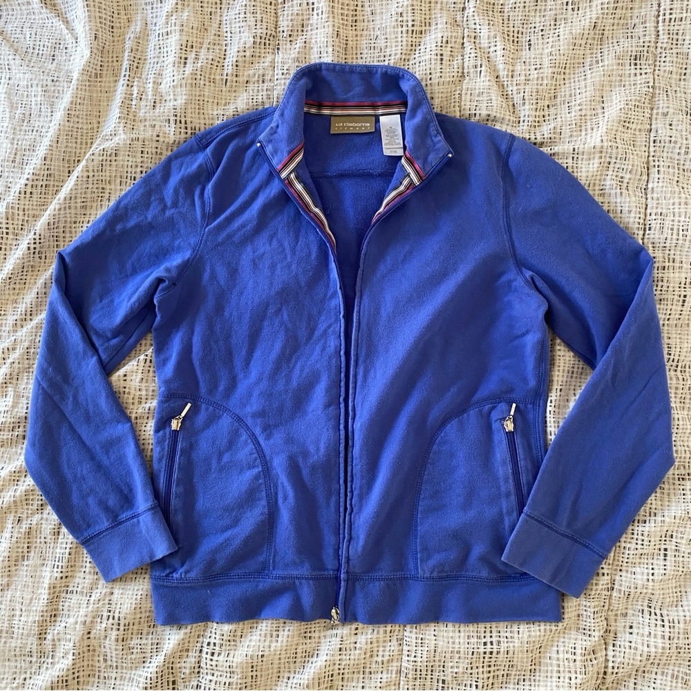 Liz Claiborne Royal Blue Jacket with Striped Collar